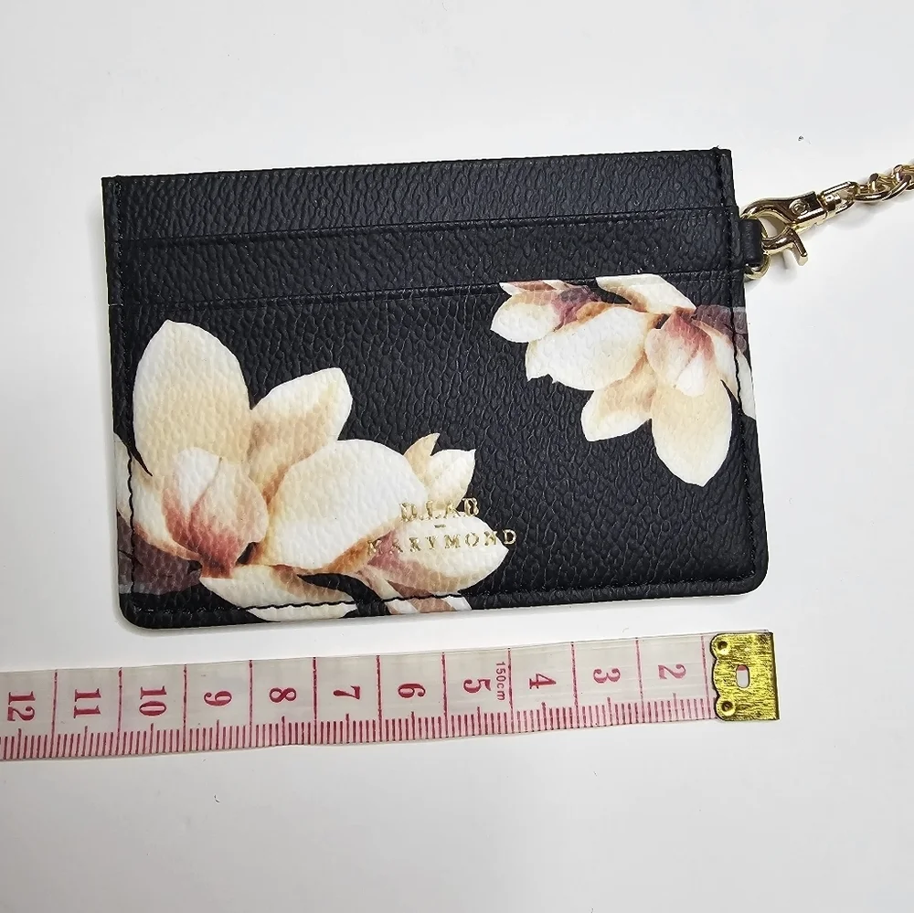D. Lab Marymond Card Case Keychain Moon Star Charm Blk/ Pink  Floral K POP